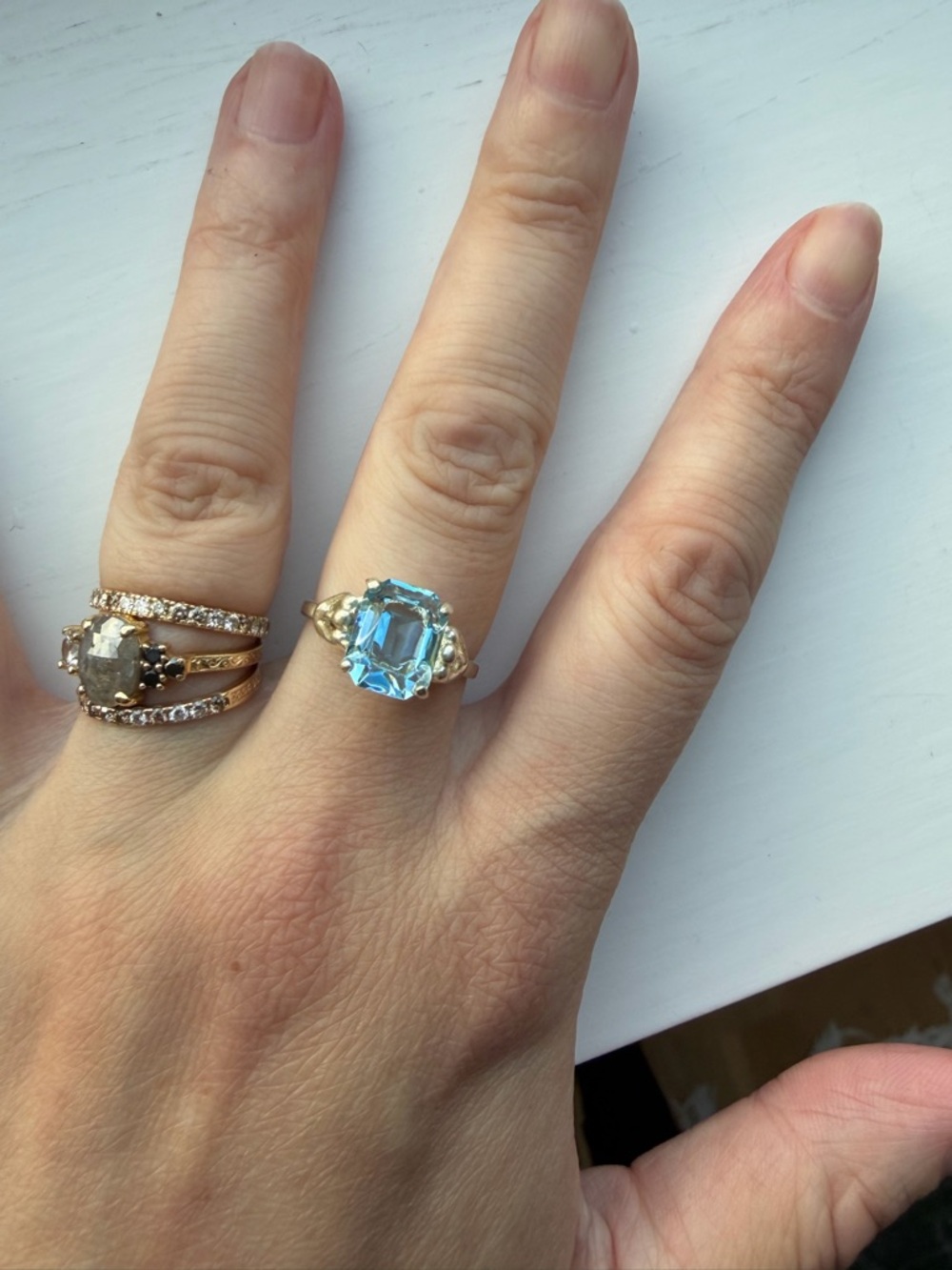 Vintage Adjustable Sarah Coventry Blue Topaz Sterling Silver Ring - Size 7